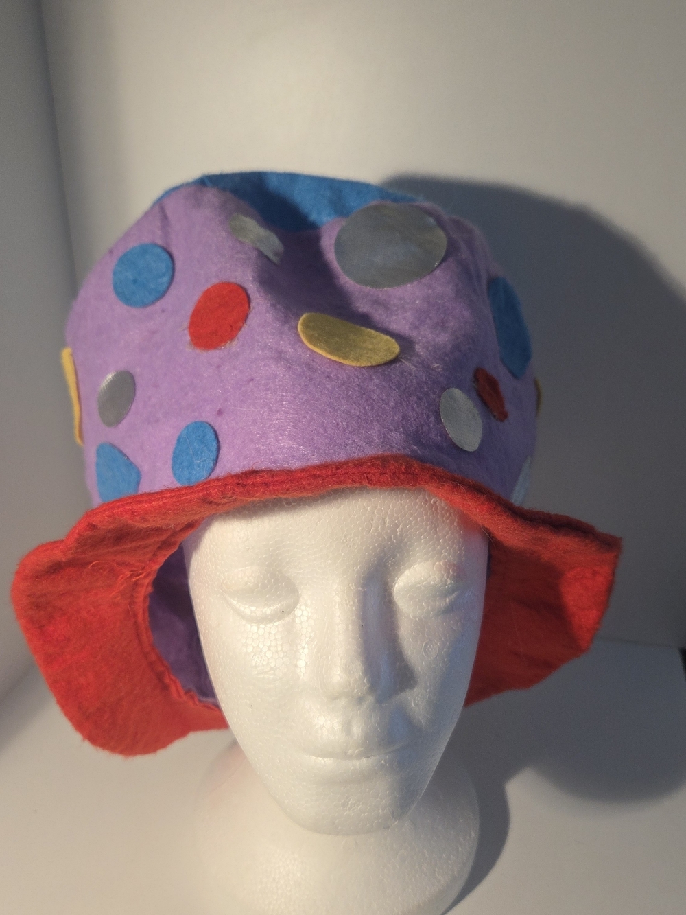 Unbranded Kids Purple Confetti Felt Bucket Hat with Red Brim